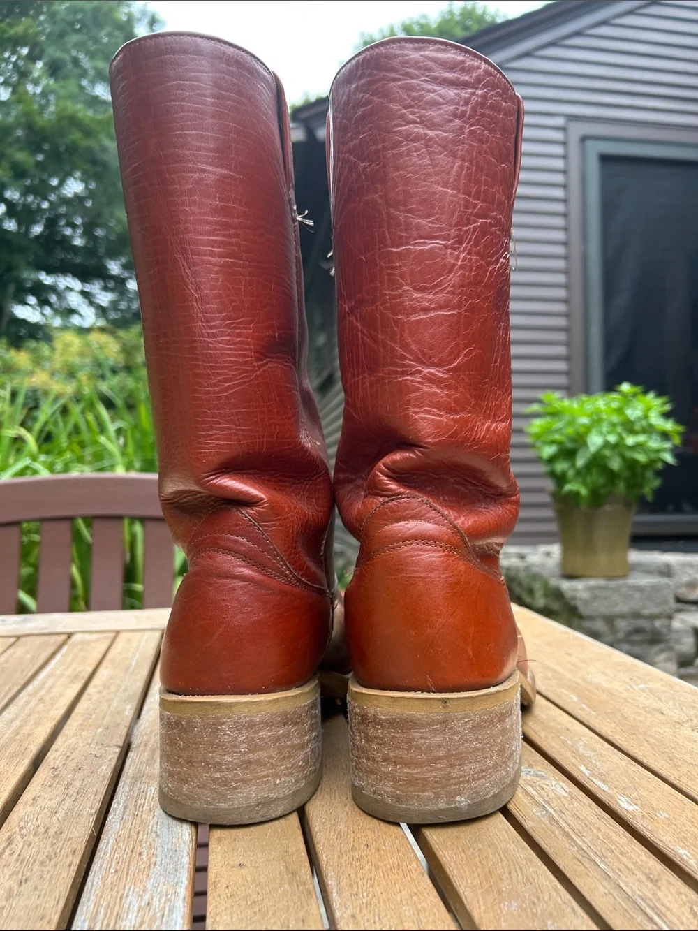 Dingo Vintage Men's Campus Leather Boots - Chestnut Brown